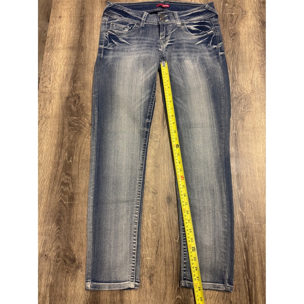 Bongo Womens Low Rise Skinny Jeans Size 7 Medium Wash Embroidered Pockets Y2K - Picture 6 of 9
